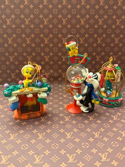 Looney Tunes Tweety & Sylvester Christmas Hanging Ornaments Set of 3 4in