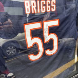 Chicago Bears Lance Briggs signed Jersey glass frame