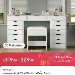 White 15 Drawer Vanity