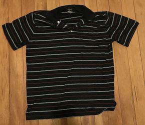 Red Black And White Striped Polo Shirt 