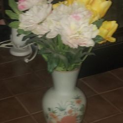 Artificial Flowers In Boquet  Vase-