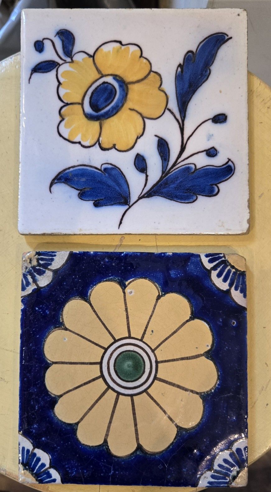 Pair Of Vintage Floral Tiles