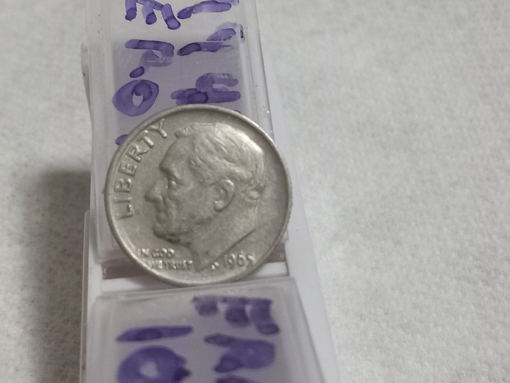 1965 Dime Error Doubling On L.i. B. E. R.T.Y.