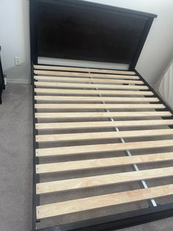 Dark Wood Bed Frame with Headboard
