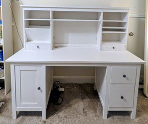 IKEA Hemnes White Desk with Hutch