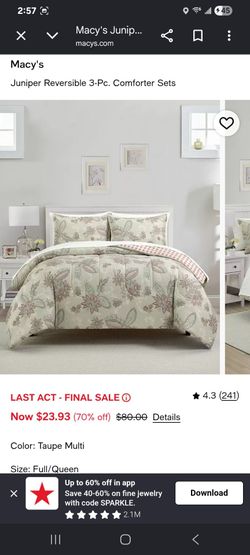 Juniper Reversible 3-Piece Comforter Set Full/Queen