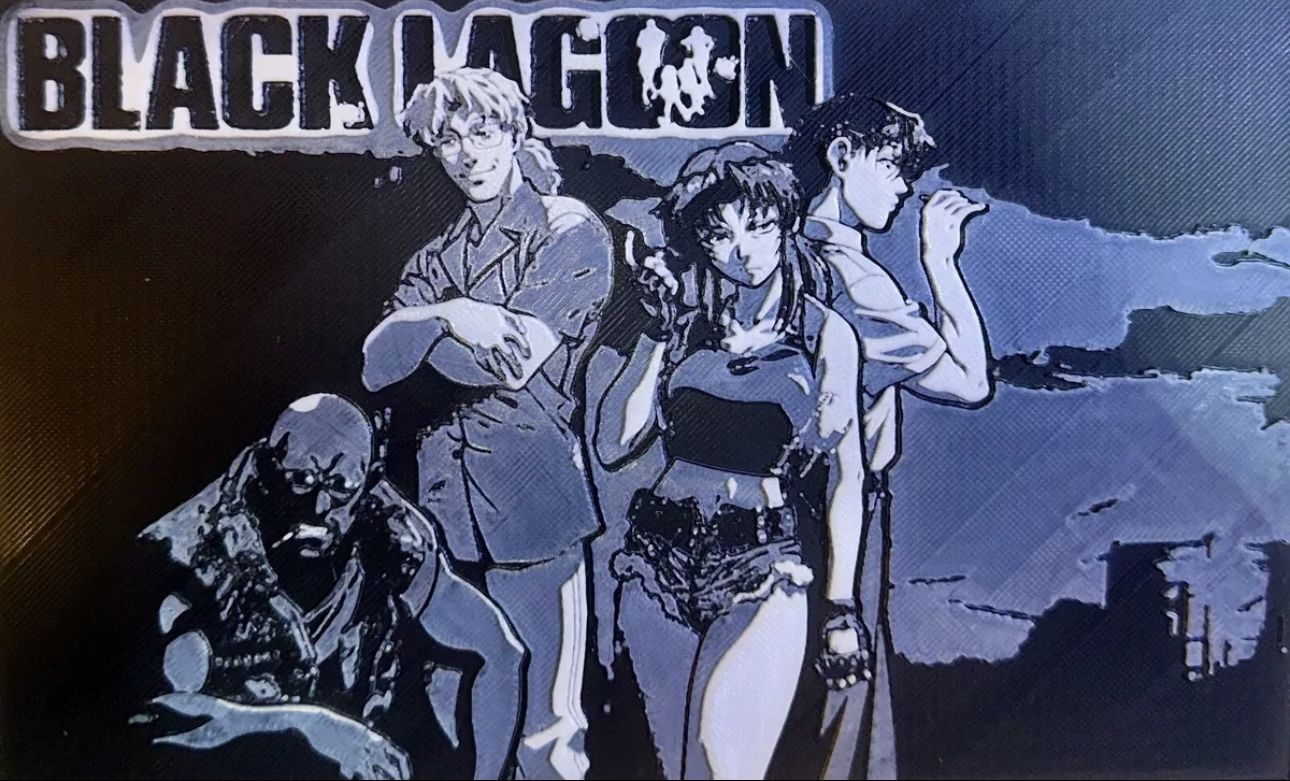 BLACK LAGOON - Revy, Dutch, Rock and Benny - 3D Printed Lithograph