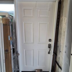 (2) Brand New 36W x 80H Fiberglass Prehung Front Exterior Doors with all the trims and Handle.
