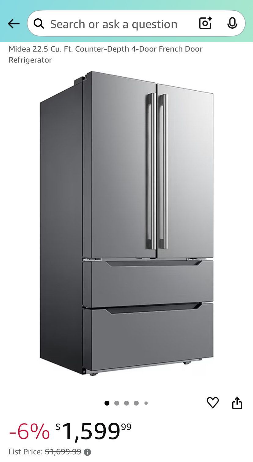 Midea 22.5 cu ft Counter Depth 4-Door French Door Refrigerator