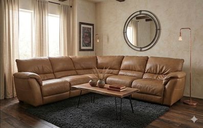 Italian Leather Natuzzi Reclining Sectional Sofa