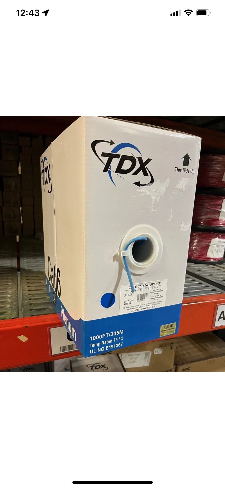 Cat 6 Plenum Cable blue 1000 Feet Have Over 20 Boxes