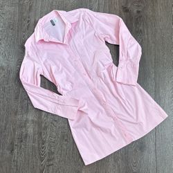 H&M Light Pink Long Sleeve Collard Dress Button Down