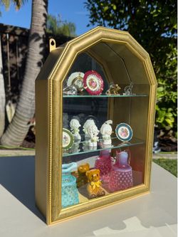 Vintage 14” Gold 3 Tier Perfume Mirrored Display Case Trinkets Mini Display Case Fragrance Storage