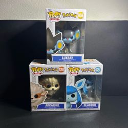 Funko Pop Pokémon Lot of 3 Luxray #956 Growlithe #920 Glaceon #921