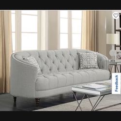 Grey Couch Sofa Gray Loveseat Tufted Grey