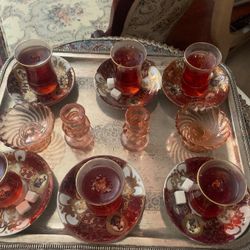 PERSIAN Candle cups and saucers x6