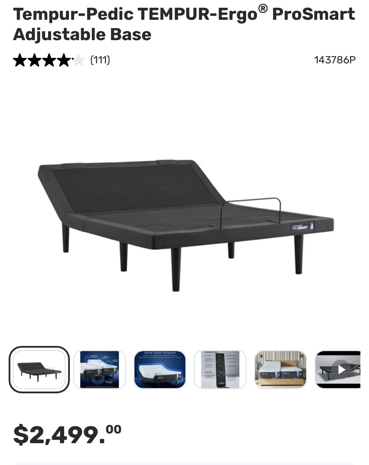 Tempur Pedicure Ergo Pro Smart Power Base Queen