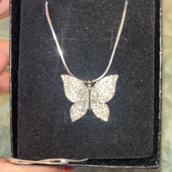 Moissanite Butterfly Pendant Necklace 925 