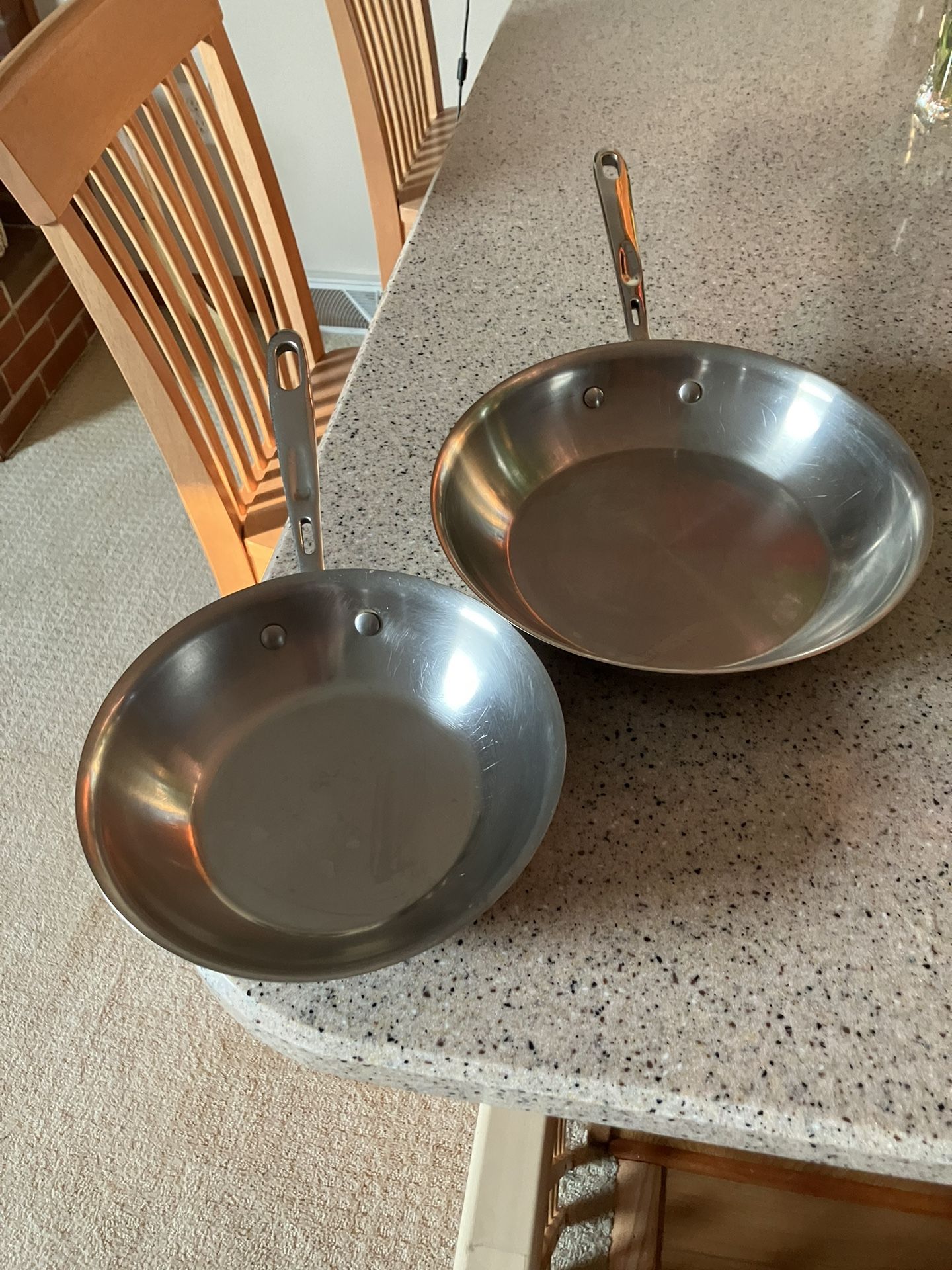 Two Emeril Lagasse Stainless Steel Fry Pans 8 Inch And 10 Inch