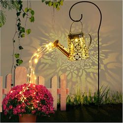 Solar Lights Outdoor Garden Decorative, Small Watering Can Hanging Kettle Lantern Light Retro Waterproof Copper Solar Twinkle Lights for Backyard Tabl