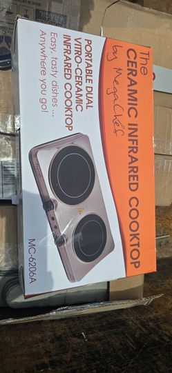 Mega chef Infrared Electric Cooktop Dual Burner Adjustable Temperature Portable Easy Clean