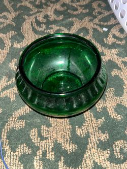 Dark Green Bowl - Wide mouth with ribbed side