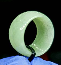 Burmese icy type A jadeite jade lucky ring US 8.5.