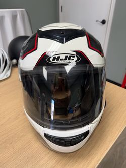 HJC CS-R2 Full Face Motorcycle Helmet - White/Black/Red Size XL