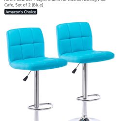 Price Down:: Two Bar Stools, Modern Adjustable Swivel Barstools with Back, Armless Airlift Counter Height Chairs for Kitchen Dining Pub Cafe, Set of 
