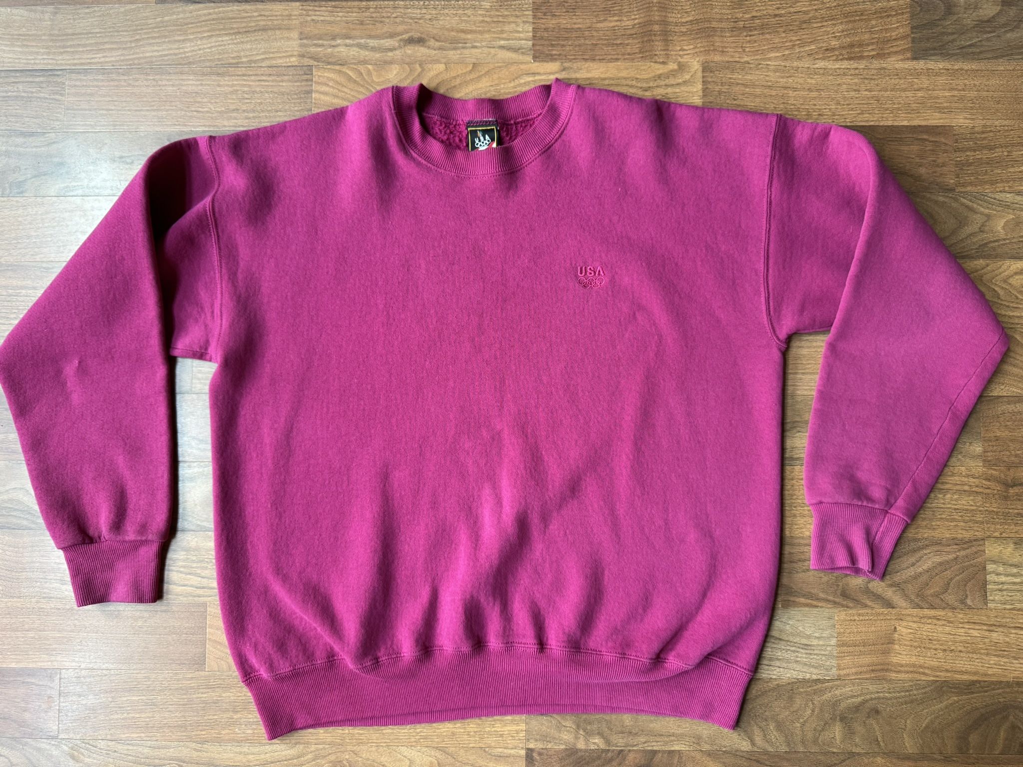 Vintage 90s USA Olympics Medium Pink Purple Sweatshirt Pullover JC Penney