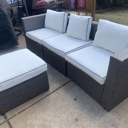 Patio furniture Outdoor Wicker Rattan Sectional 4 pieces  Sectional Cushions Included