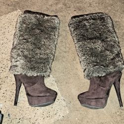 Knee High Stiletto Fur Boots