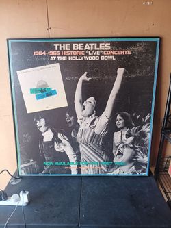 framed poster features archival imagery of fans at The Beatles' historic 1964 and 1965 concerts at the Hollywood Bowl, promoting the 1977 release of t