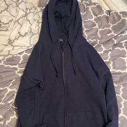 navy blue zip up sweater