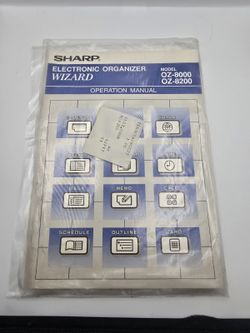 Sharp Wizard OZ-8000 OZ-8200 Electronic Organizer Operation Manual 1990 Vintage