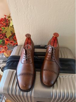 👞 Salvatore Ferragamo Tramezza Cap-Toe Oxfords Tan Leather Size 9D w/ Shoe Trees