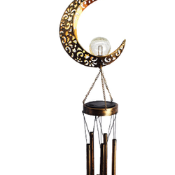 Moon LED Solar Wind Chimes Outdoor Hanging, Warm White Night Light Waterproof