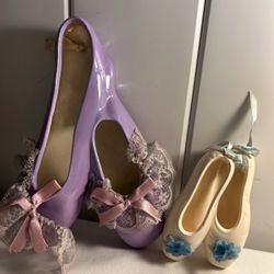 vintage ceramic ballet slippers wall decor hanging figurines bundle flaws