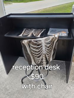 Black Reception Desk with Chair