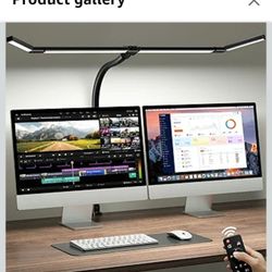ONEMIX 42" LED Desk Lamp with Clamp, Architect Desk Light with Remote, Adjustable 4-Segment Bar, 1800LM Bright, Eye-Caring Desk Lamp for Home Office, 