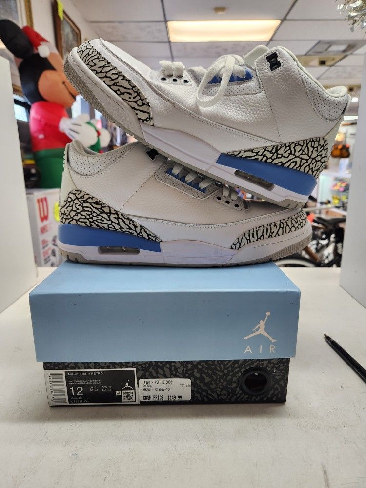 Jordan 3 Retro 'Unc' Size:12