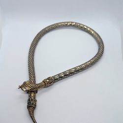 Vintage Whiting & Davis Egyptian Serpent Mesh Necklace