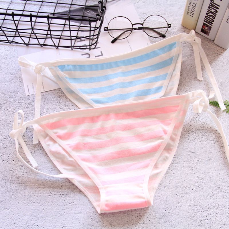 $5 2pcs Cute Japanese Anime Blue/Pink Striped Panties Women Underwear ...