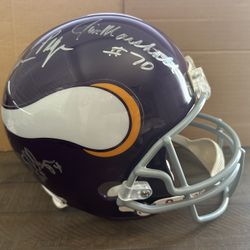 Minnesota Vikings Helmet Signed By Purple People Eaters