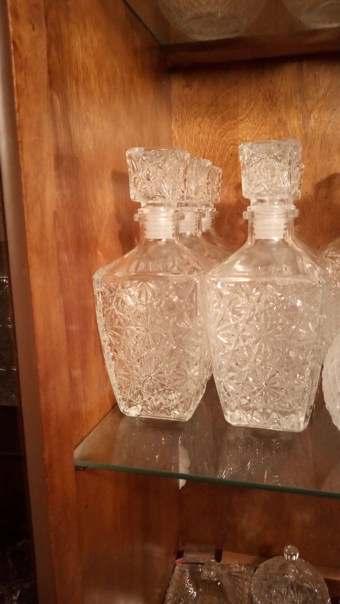 Clear cut glass decanters