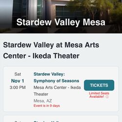 Tickets Stardew Valley @ Mesa Art Center