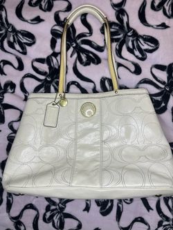 Cream Coach Leather Tote