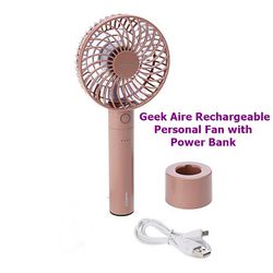 Geek Aire Rechargeable Personal Fan with Power Bank Rose Color