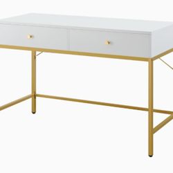 White & Gold Desk Or Vanity 