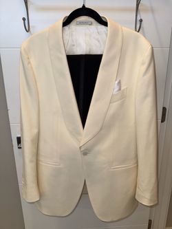 Suitsupply Ivory Tuxedo Set with Shirt, Pants, Bow Tie, and Cuff Links